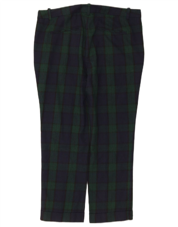 Zara Straight Cropped Bukser Medium W30 L24 Grøn Ternet polyester
