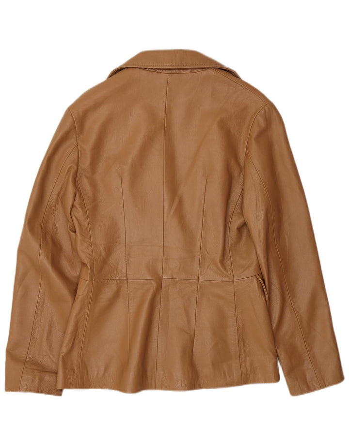 Vintage dame 1-knap læder blazerjakke UK 12 medium brunt læder