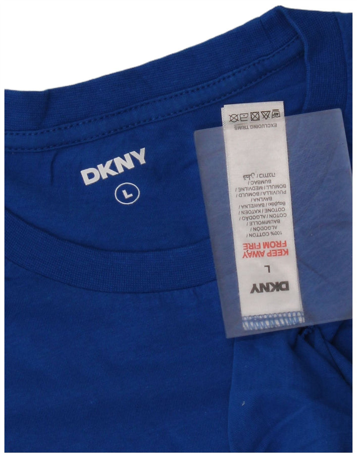 Dkny Dame T-Shirt Top UK 14 Stor Blå Bomuld