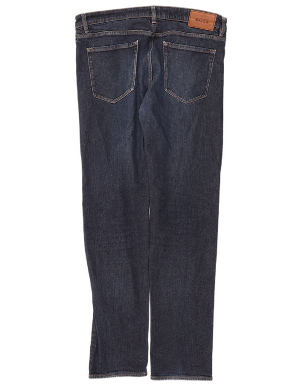 Hugo Boss Straight Jeans til mænd W36 L34 Marineblå bomuld