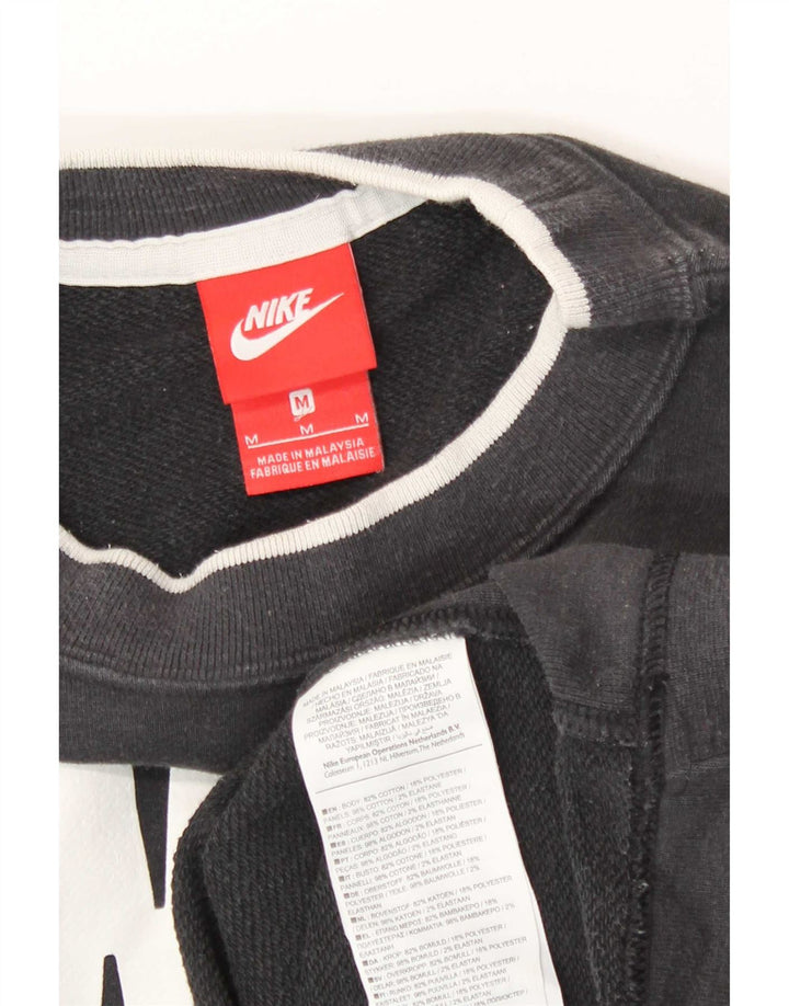 Nike Dame Oversized Sweatshirt Jumper UK 14 Medium Sort Bomuld