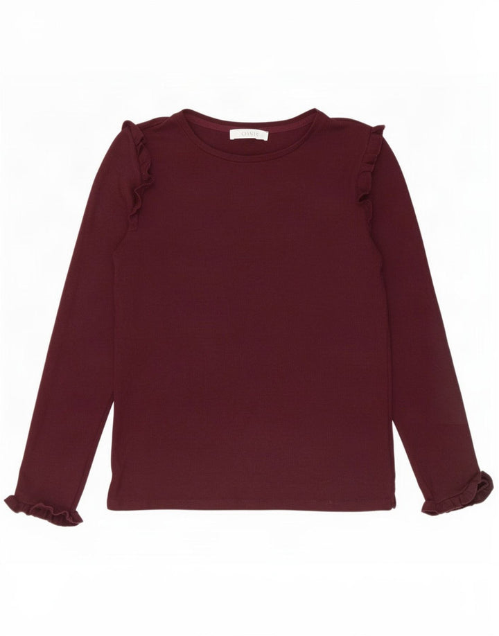 Oasis Womens Flæse Front Top Langærmet UK 10 Small Burgundy Viscose