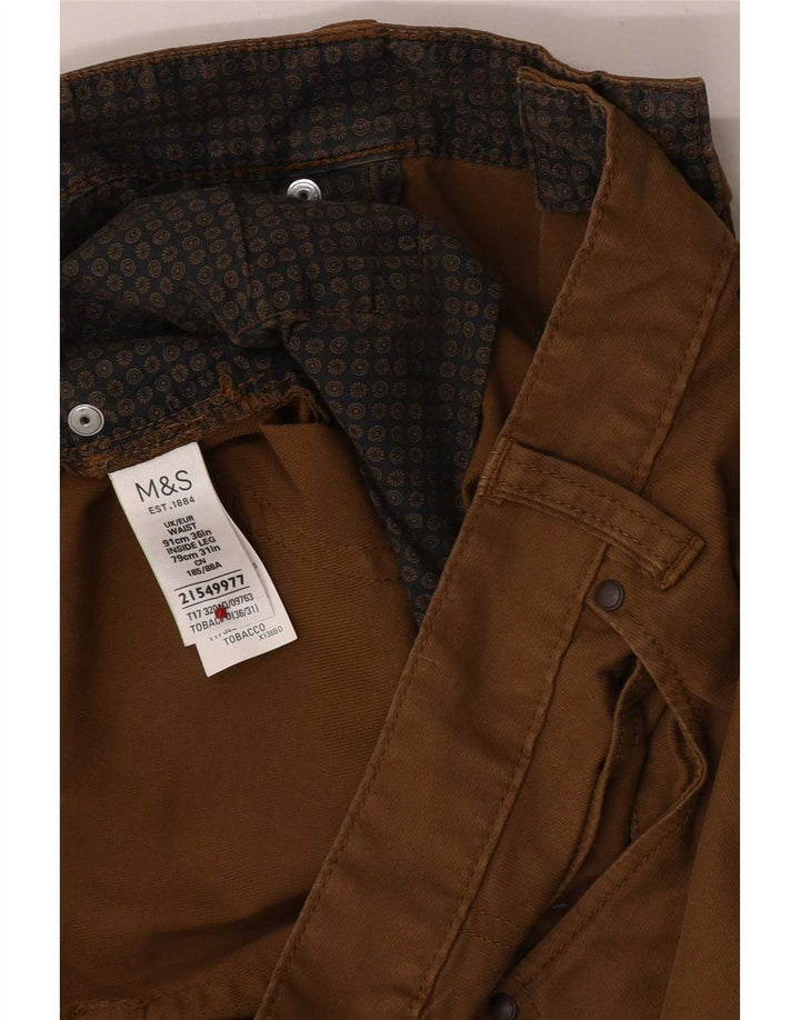 Marks & Spencer Herre Regular Casual Bukser W36 L31 Brun Bomuld