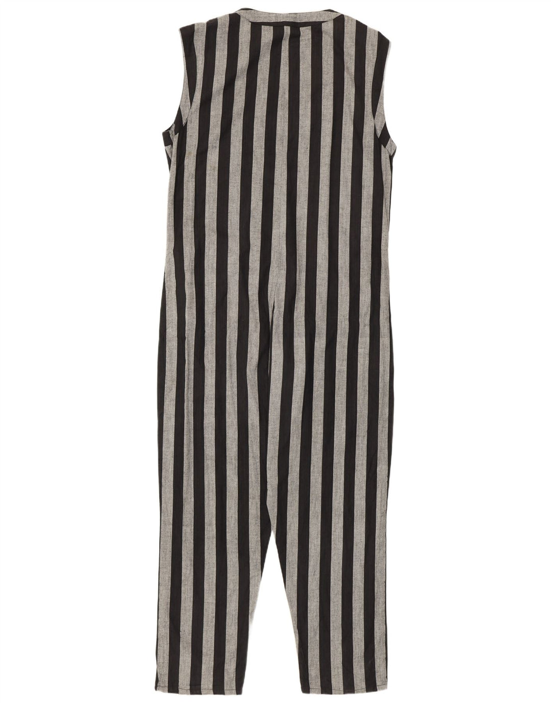 Vintage Dame Ærmeløs Jumpsuit UK 14 Medium Sort Stribet