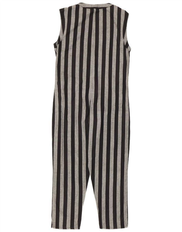 Vintage Dame Ærmeløs Jumpsuit UK 14 Medium Sort Stribet
