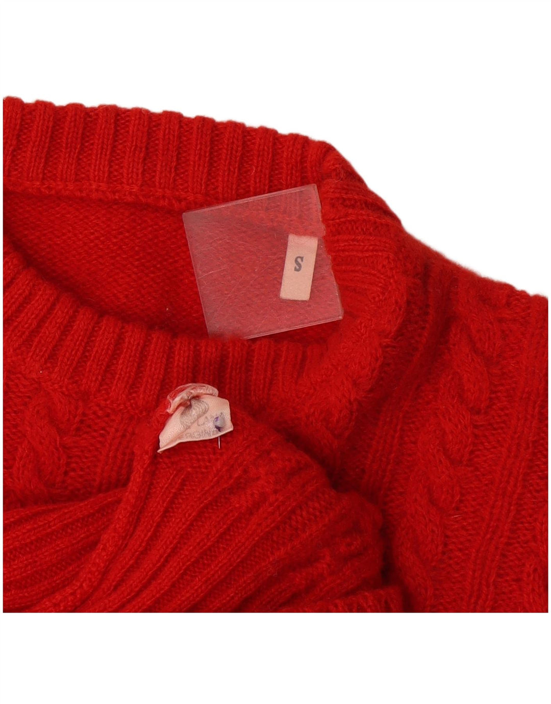 Vintage dame sweater med rund hals i overstørrelse UK 10 Lille rød uld
