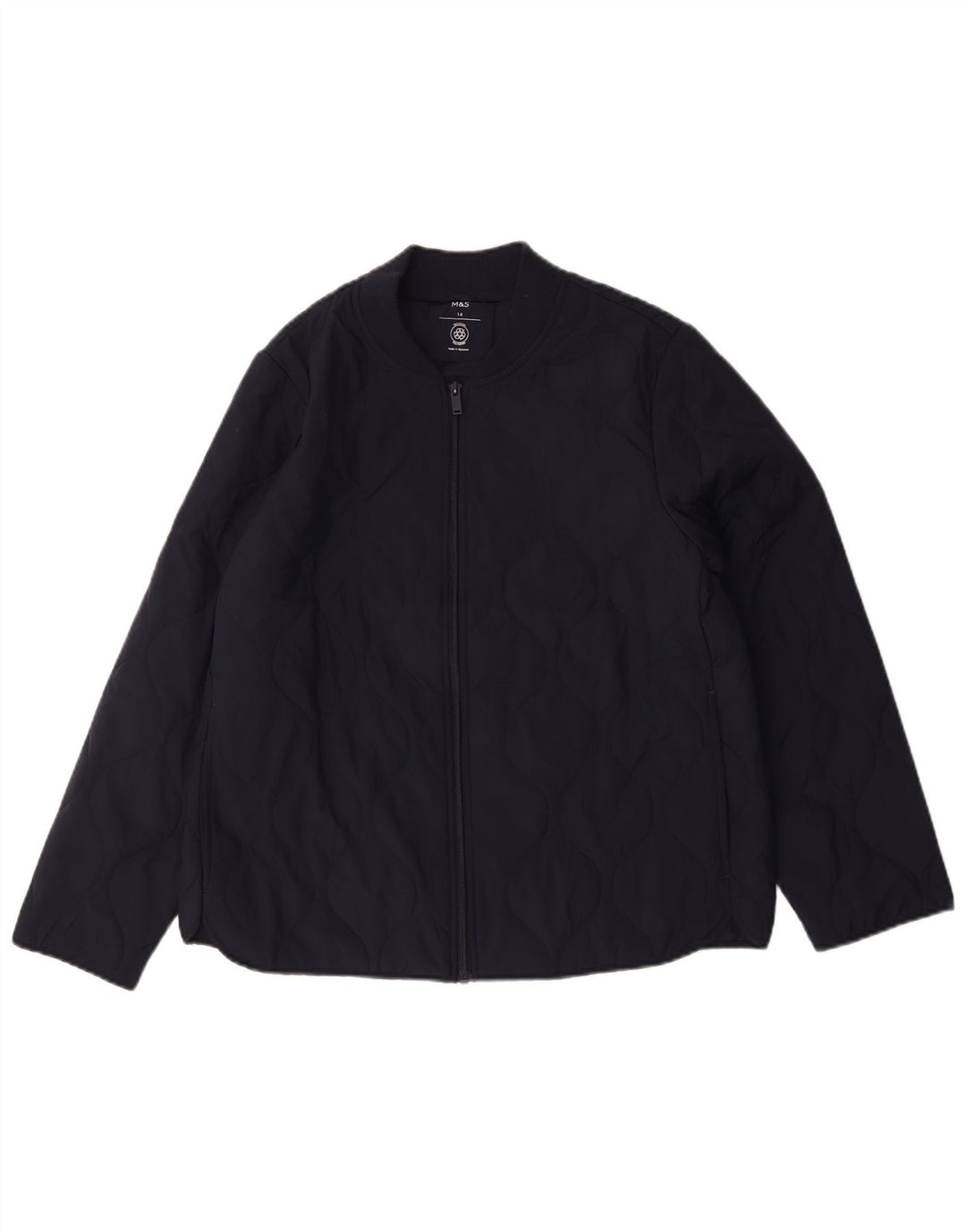 Marks & Spencer Quiltet jakke til kvinder UK 14 Stor marineblå polyester