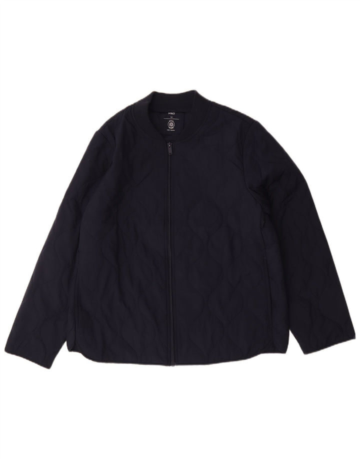 Marks & Spencer Quiltet jakke til kvinder UK 14 Stor marineblå polyester