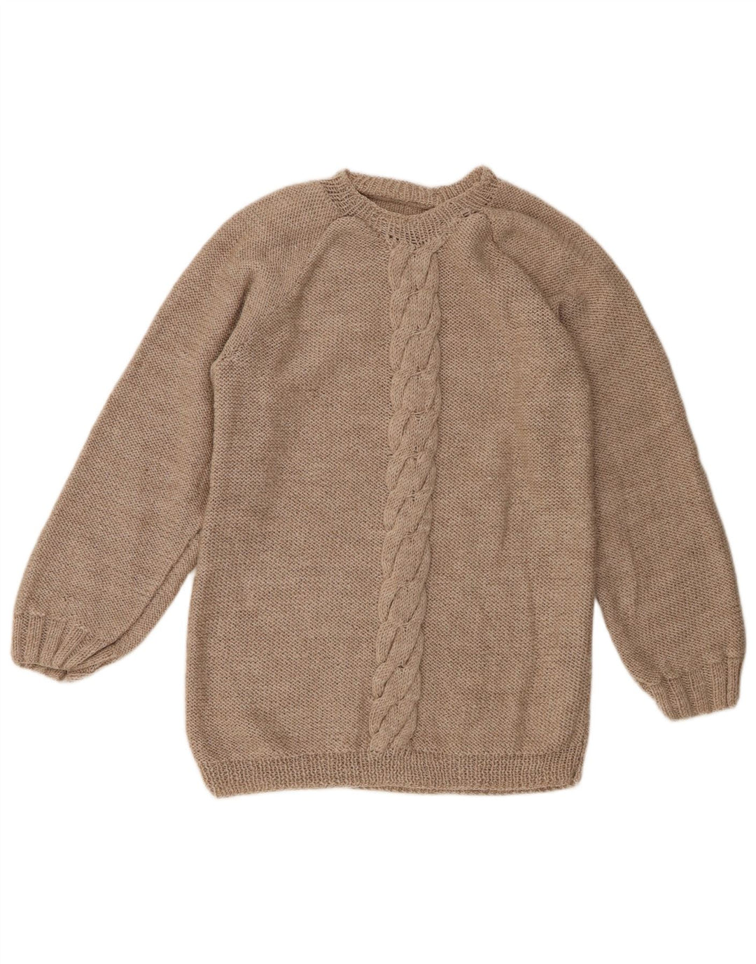 Vintage Dame Boat Neck Jumper Sweater UK 12 Medium Beige