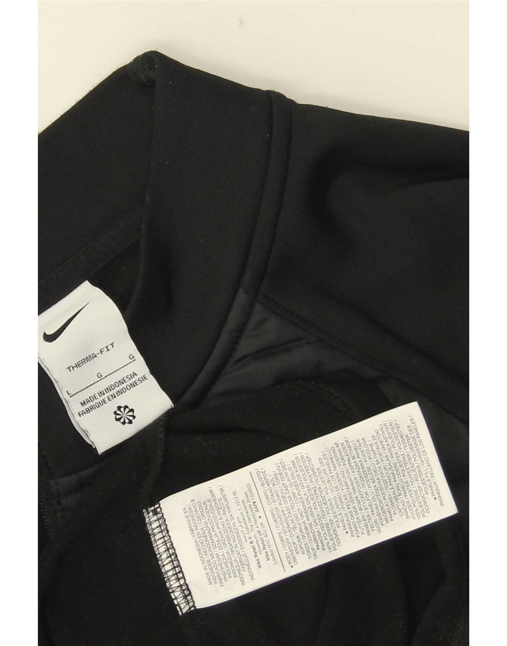 Nike Herre Therma-Fit Pullover med lynlås-hals Træningsdragt Top Stor sort polyester