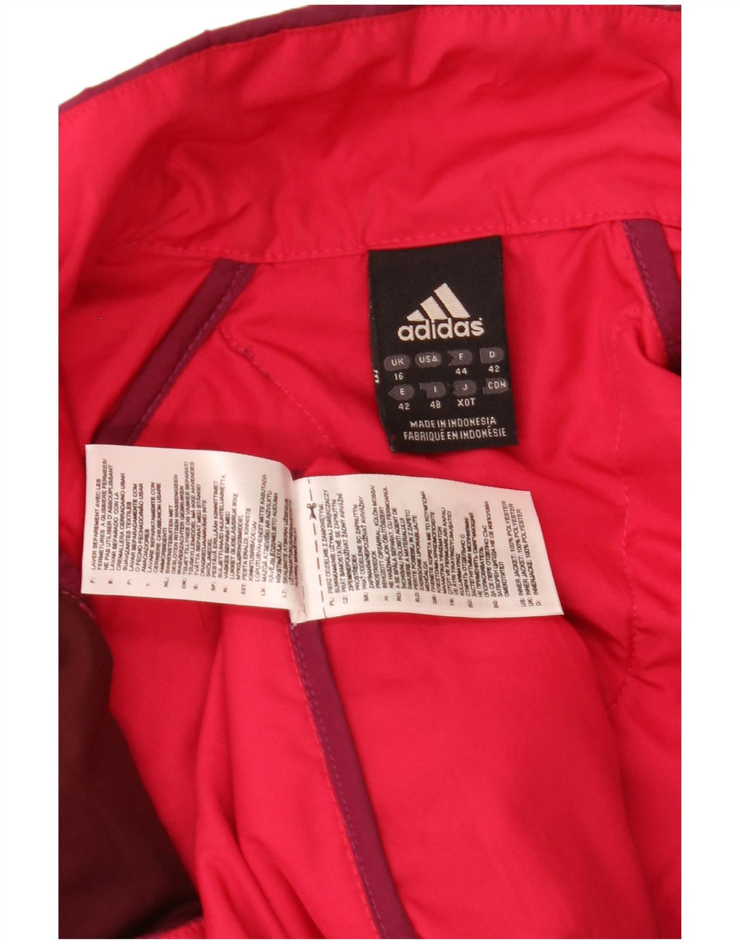 Adidas Dame Liner Polstret Jakke UK 16 Large Burgundy Polyester