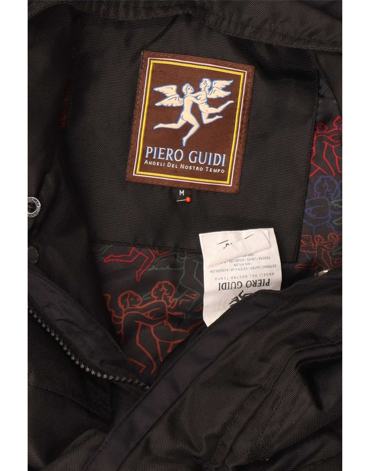 Piero Guidi Herre Hooded Windbreaker Jacket UK 38 Medium Sort Nylon