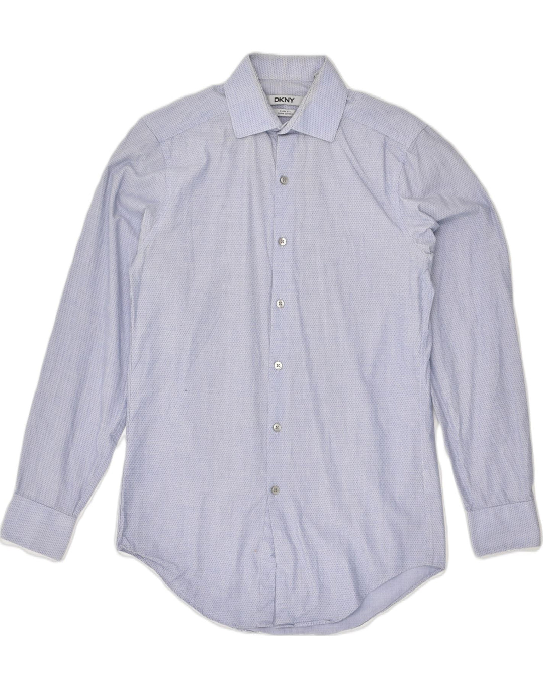 DKNY Mens Slim Fit Shirt Size 14 Small Blue Polka Dot Cotton | Vintage Dkny | Thrift | Second-Hand Dkny | Used Clothing | Messina Hembry 