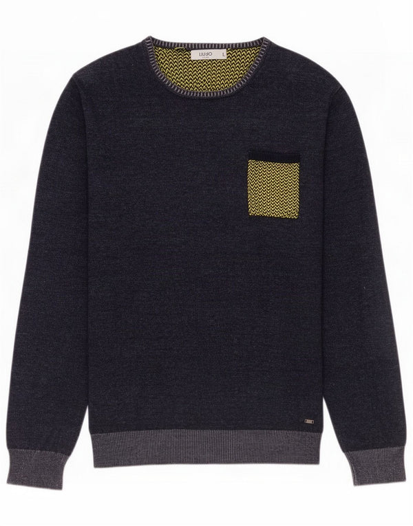 Liu Jo Herre Boat Neck Sweater Sweater Large Navy Blue Cotton
