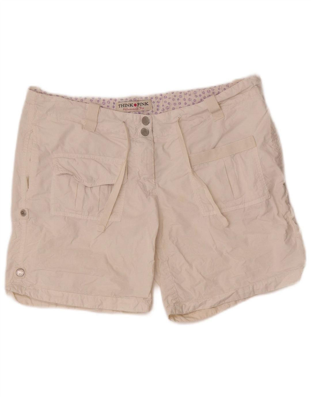 Tænk Pink Dame Cargo Shorts W30 Medium White Bomuld