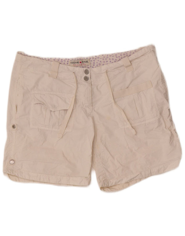 Tænk Pink Dame Cargo Shorts W30 Medium White Bomuld