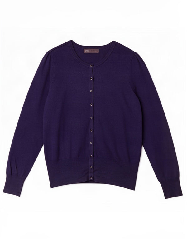 Marks & Spencer Dame Cardigan Sweater UK 14 Medium Navy Blue Viscose