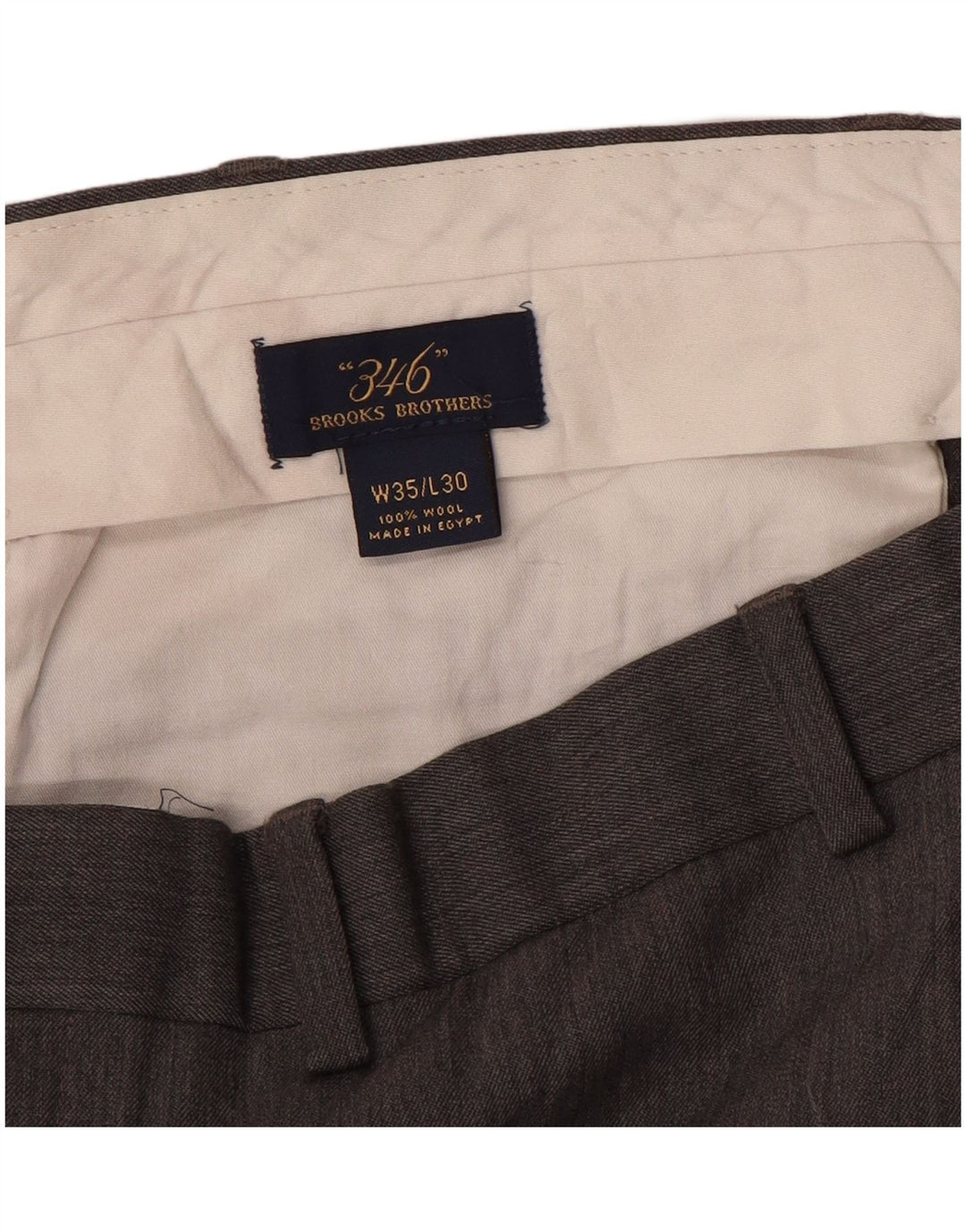 BROOKS BROTHERS Herre 346 Straight Suit Bukser W35 L30 Grå Uld