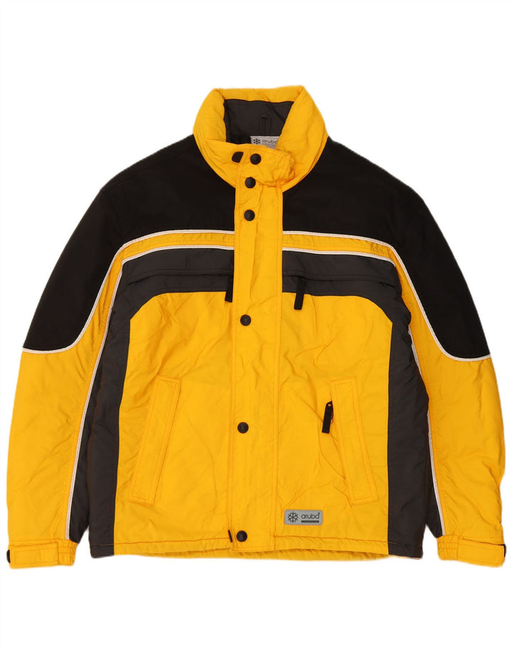 Vintage Herre Vandtæt Skijakke IT 48 Medium Gul Colourblock