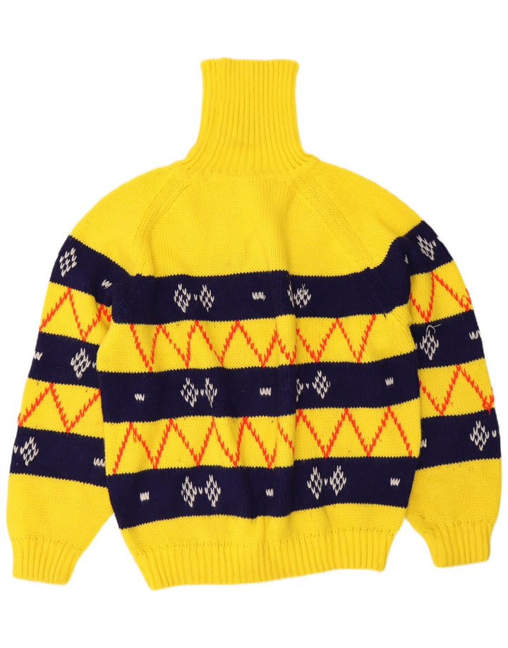 Vintage Herre rullehals sweater Large Yellow Fair Isle