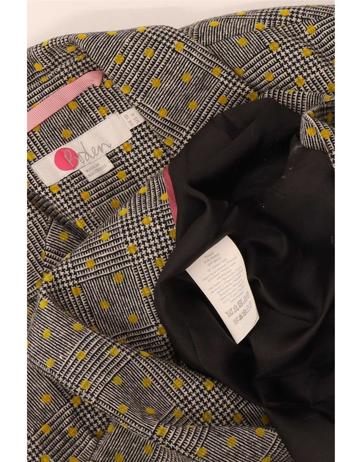 Boden Dame Double Breasted Blazer Jacket UK 10 Small Grey Spotted Wool