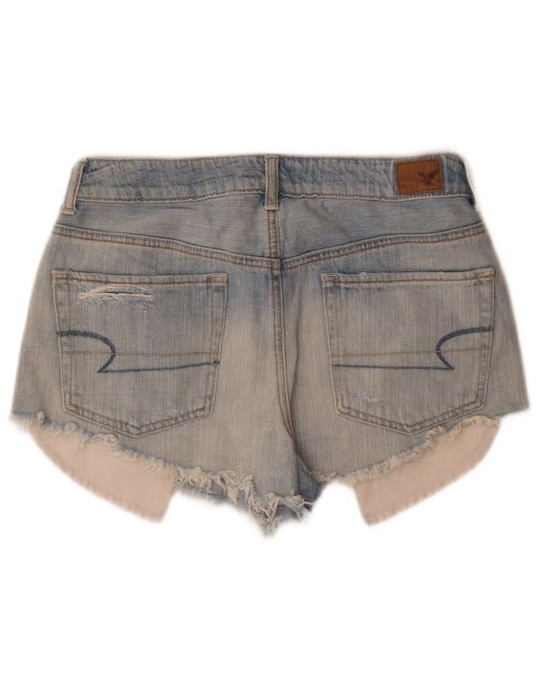 American Eagle Womens High Rise Distressed Hot Pants UK 10 Small W28 Blue