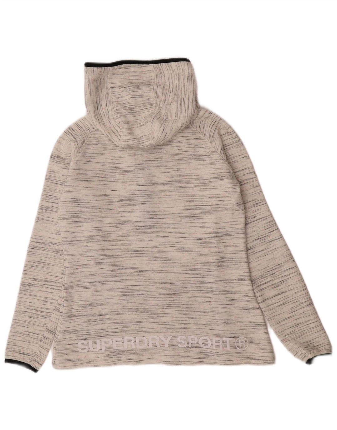Superdry Dame grafisk hættetrøje med lynlås-hals UK 14 Medium Hvid Flecked