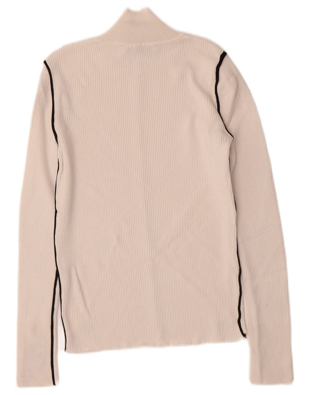 ZARA Womens Turtle Neck Jumper Sweater UK 10 Small Off White Striped