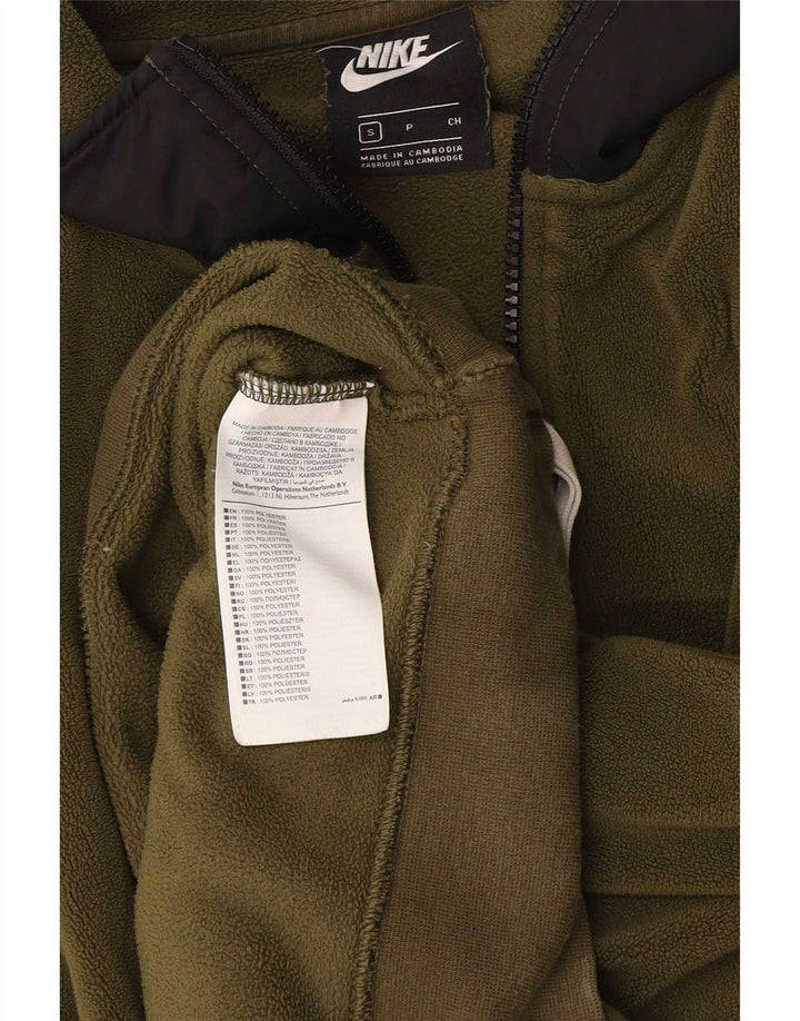 Nike Fleece Jumper med lynlås til kvinder UK 10 Small Khaki Colourblock Polyester