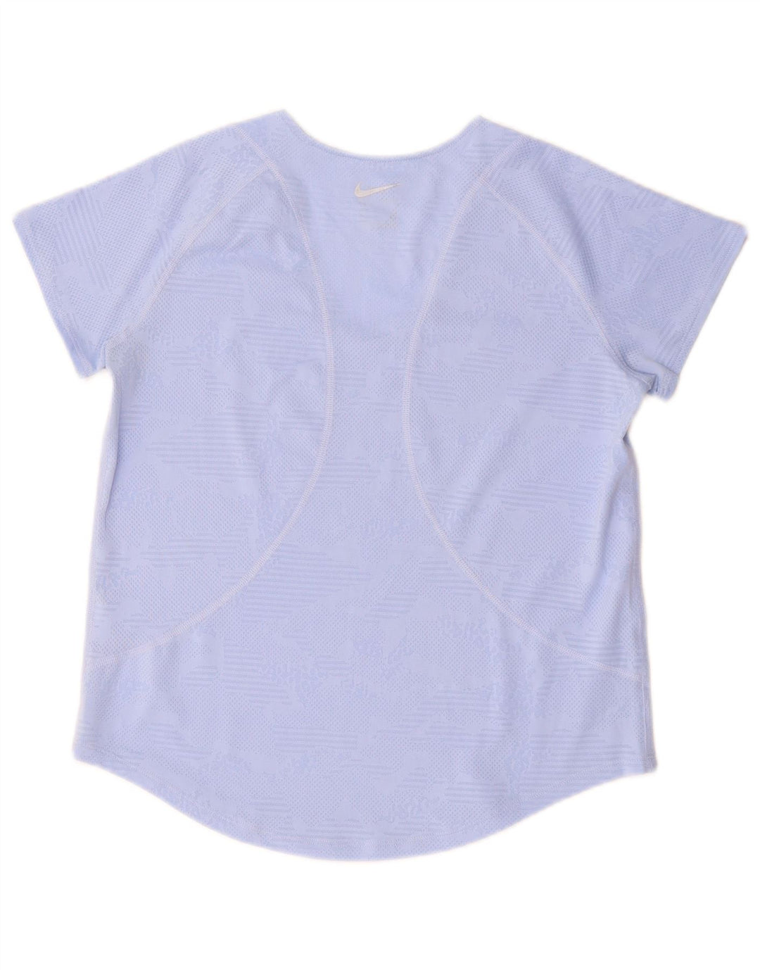 Nike Dame Dri Fit T-Shirt Top UK 10 Lille Blå Geometrisk