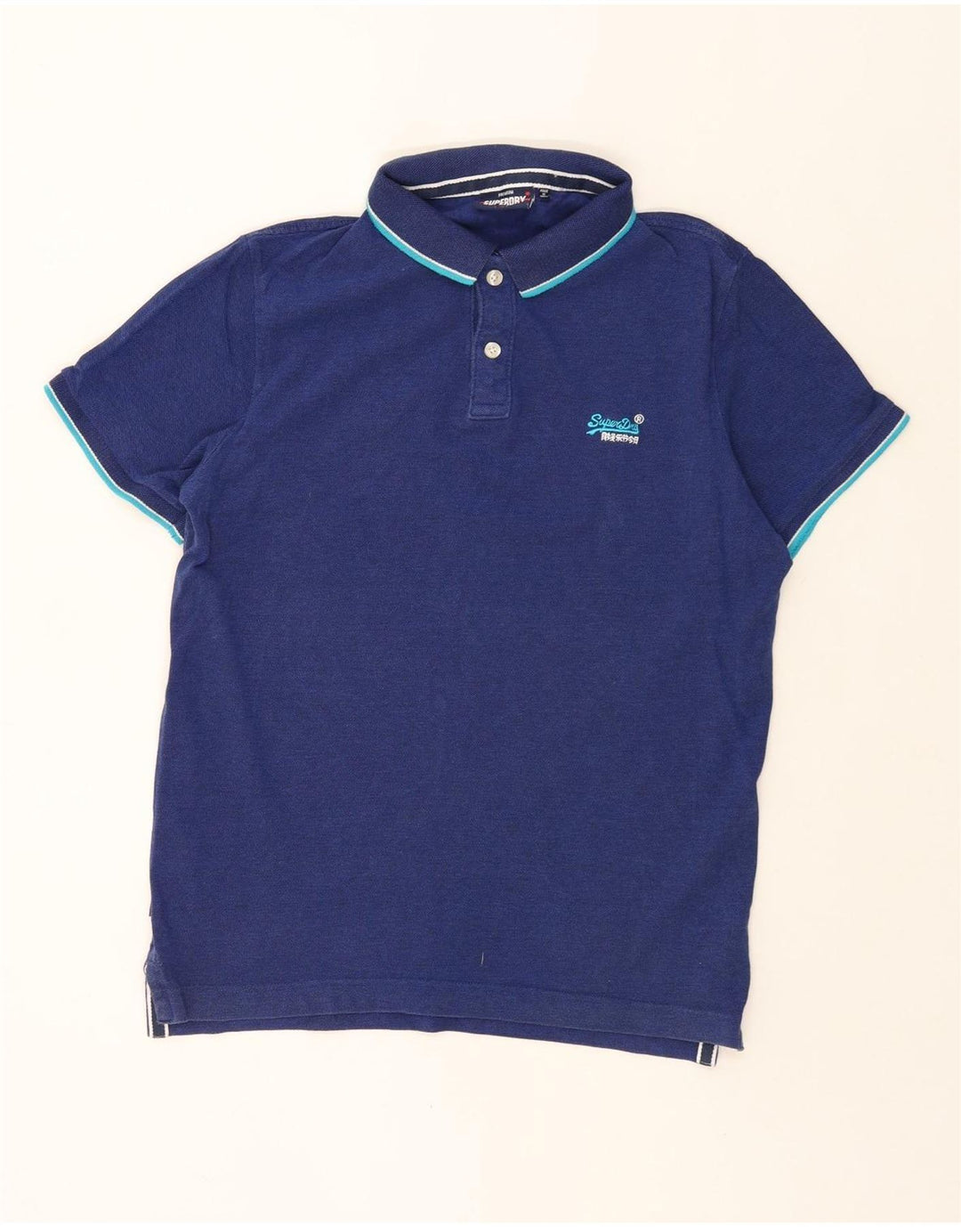 Superdry herre poloshirt XL blå bomuld