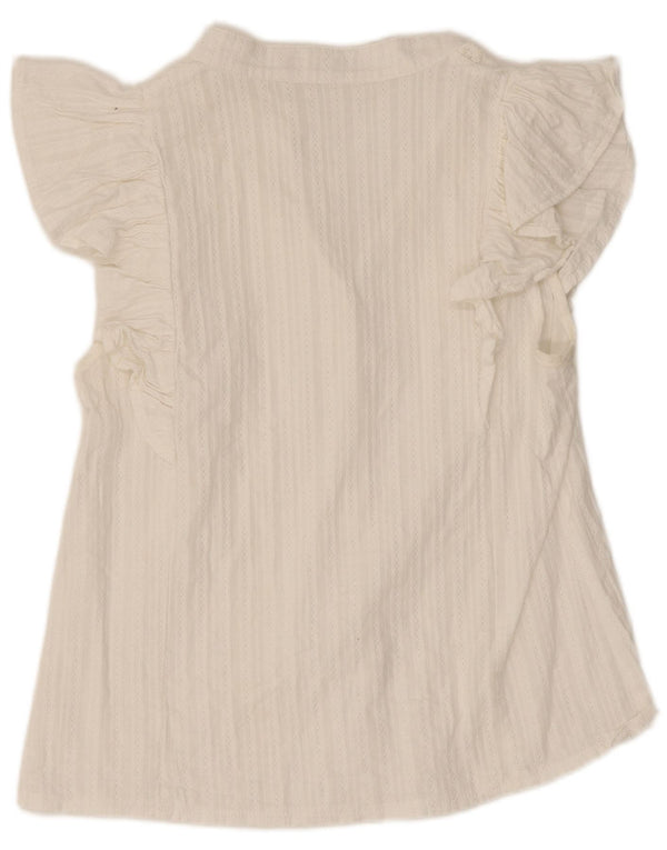 Vintage kvinders kortærmet skjortebluse UK 10 Small White