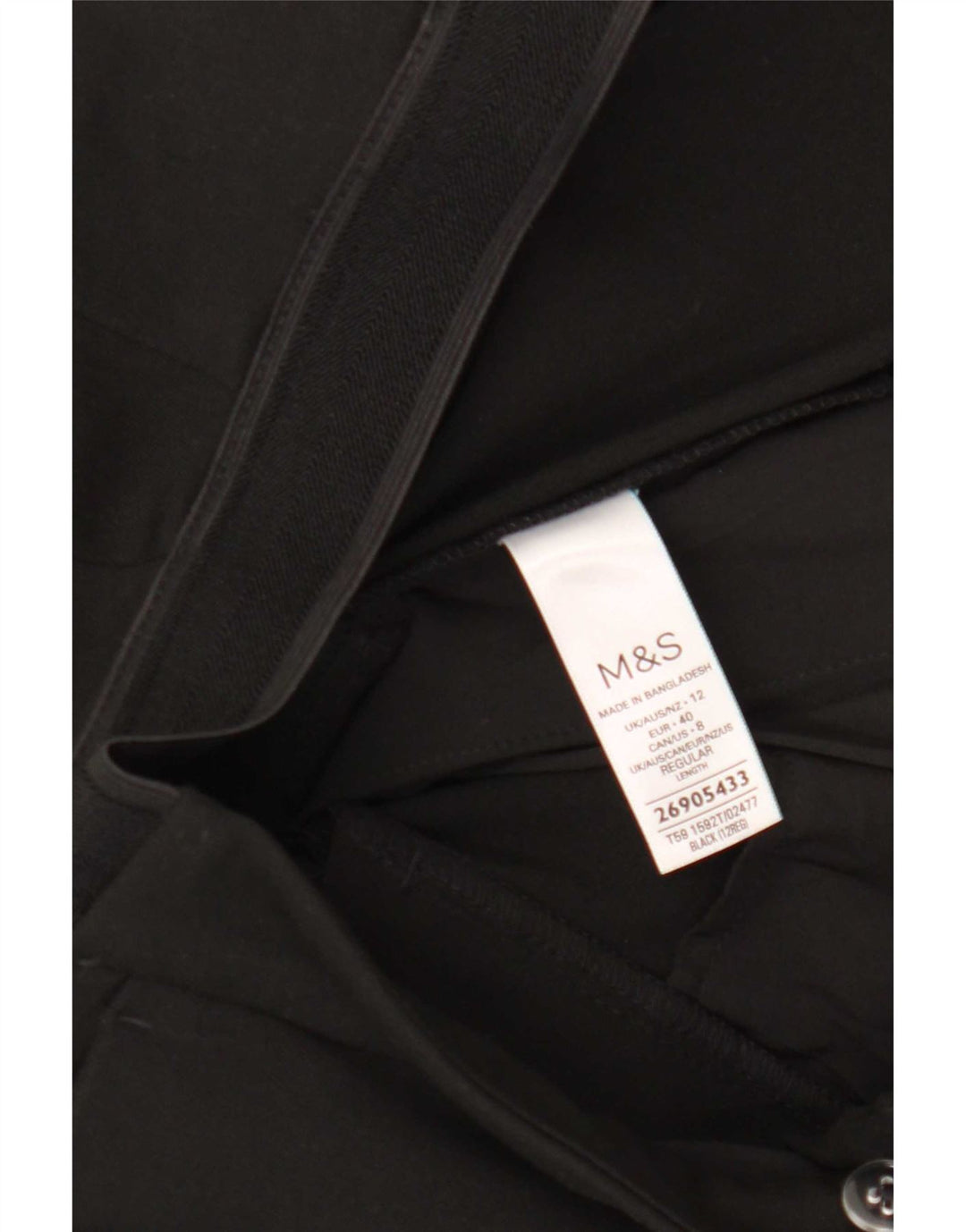 Marks & Spencer Dame Crop Casual Bukser UK 12 Medium W30 L24 Sort