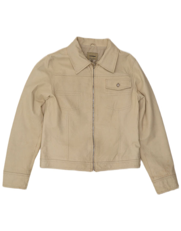 Conbipel Dame Læderjakke IT 46 Large Off White Læder