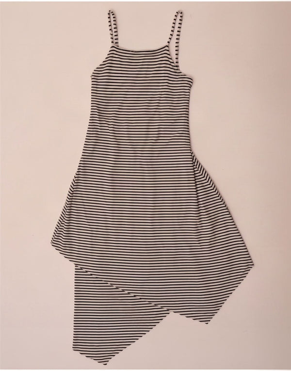 River Island Girls Sleeveless Asymmetrical Dress 9-10 Years White Striped
