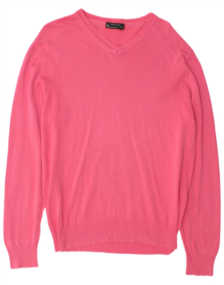 Zara Herre V-hals sweater Medium Pink Bomuld