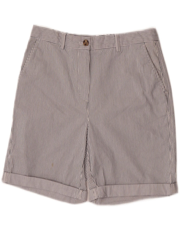 Marks & Spencer Chino Shorts til kvinder UK 10 Small W28 White Pinstripe Bomuld