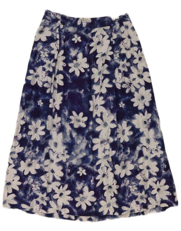 Vintage plisseret nederdel til kvinder EU 36 Small W26 Blue Floral Viscose