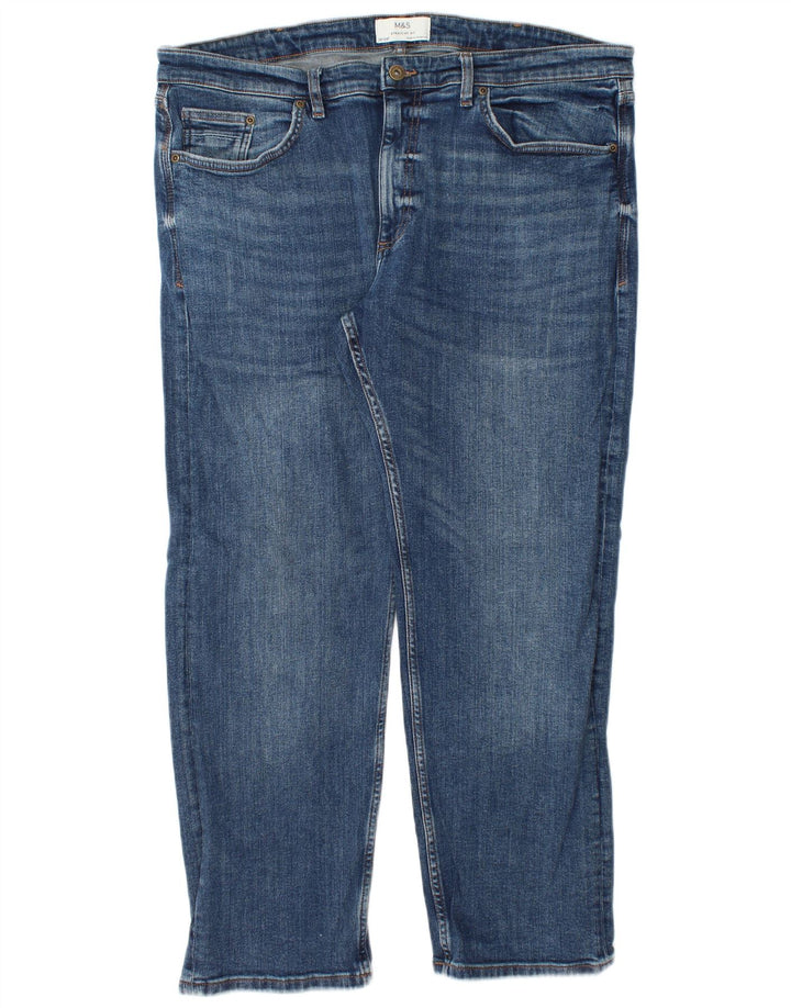 Marks & Spencer Straight Jeans til mænd W38 L29 Blå bomuld