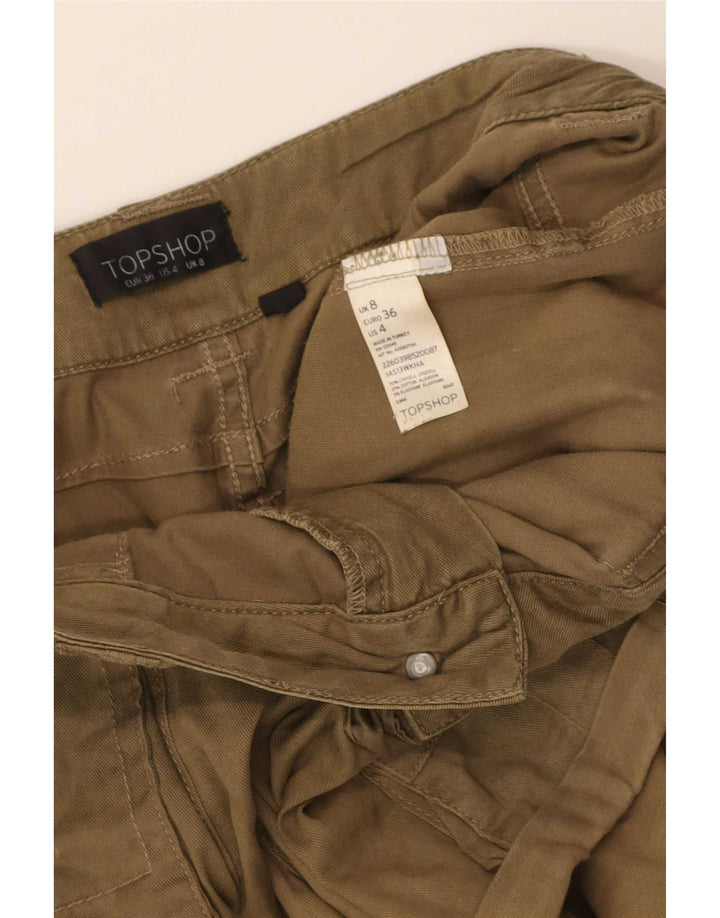 Topshop Dame Cargo Shorts UK 8 Small W30 Khaki Lyocell