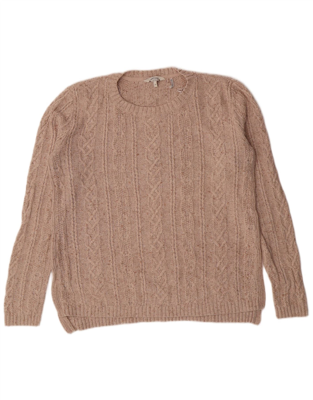 Fat Face Dame Crew Neck Jumper Sweater UK 10 Small Beige Bomuld Classic