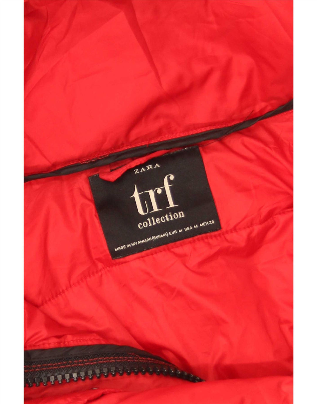 Zara Dame Trafaluc Hætte Oversized Polstret Jakke UK 14 Medium Rød