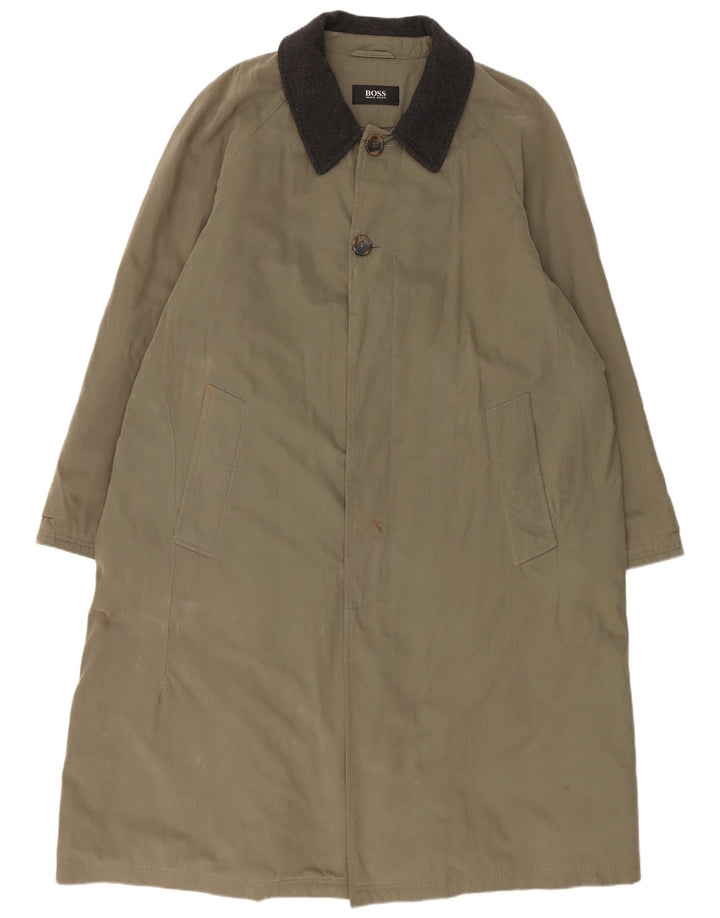 Hugo Boss Dame Overfrakke EU 54 2XL Khaki Bomuld