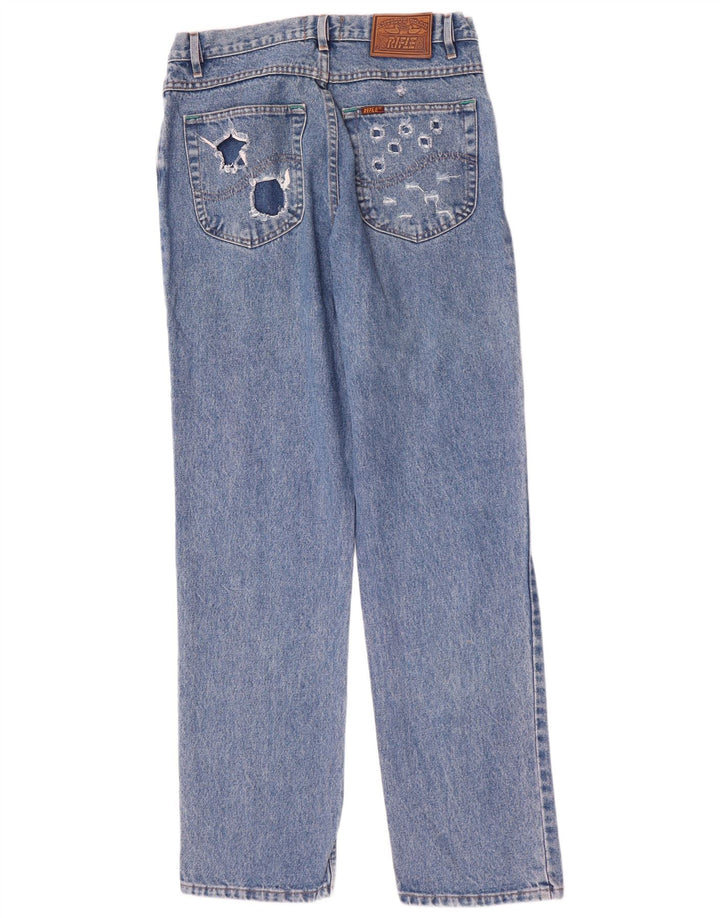 Rifle Herre Distressed Straight Jeans W33 L33 Blå Bomuld