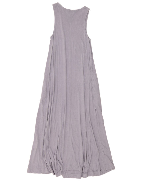 Zara Dame ærmeløs Maxikjole UK 8 Small Blue Cotton