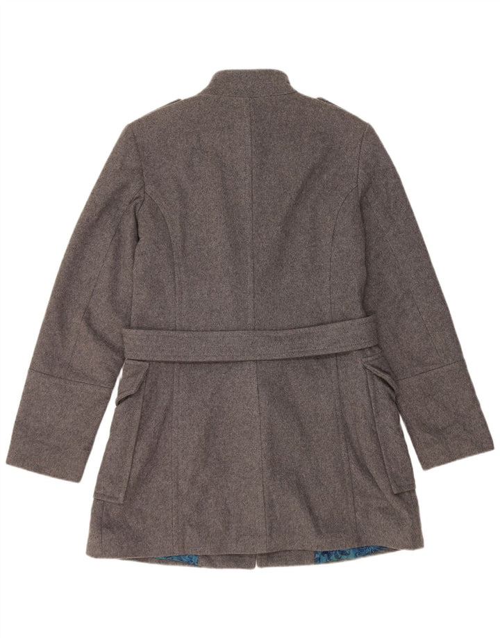 Sisley Womens Military Double Breasted Coat UK 16 Large Grey Wool
