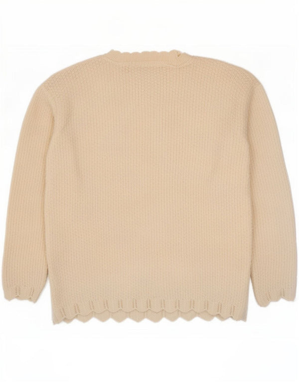 Vintage dame sweater med rund hals DK 16 stor hvid
