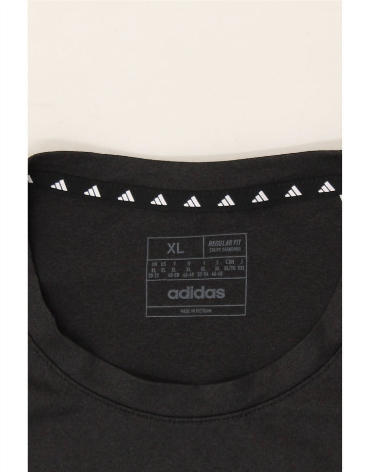 ADIDAS Womens Regular Fit T-Shirt Top UK 20/22 XL Black Polyester Vintage Adidas and Second-Hand Adidas from Messina Hembry 