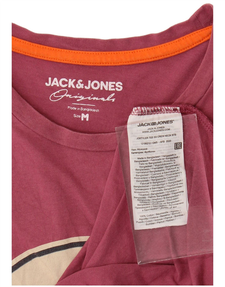 JACK & JONES Herre grafisk T-shirt Top Medium Bourgogne bomuld