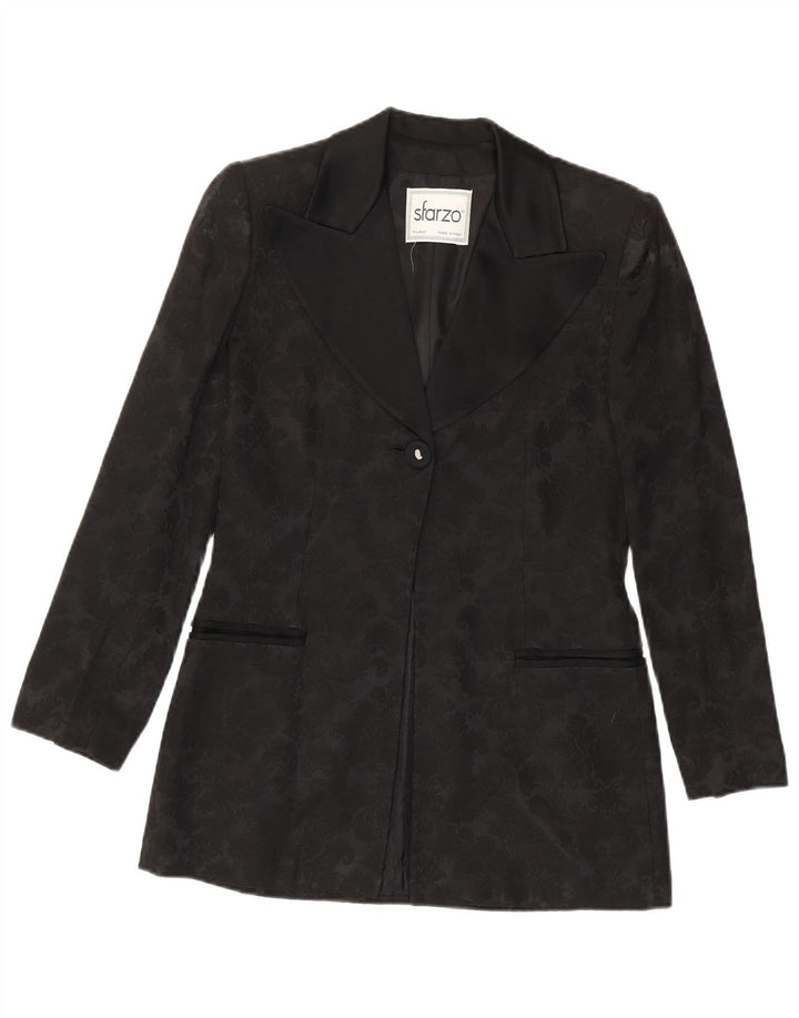 Sfarzo Dame 1 Knap Blazer Jakke IT 42 Medium Sort Blomster Akryl